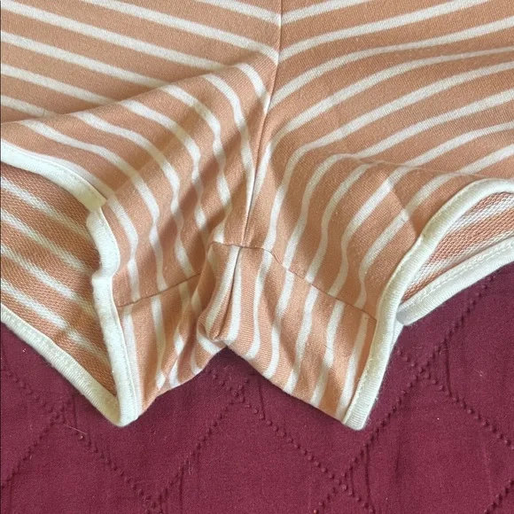 Striped Pink Knit Lounge Shorts with Drawstring Waist - Picture 4 of 5
